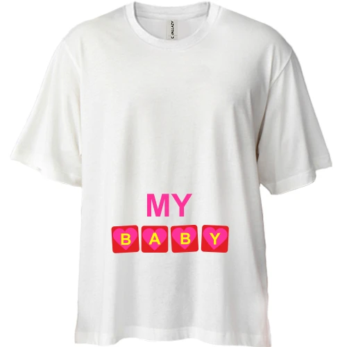 Футболка двунитка Oversize, Белый, My baby (девочка)