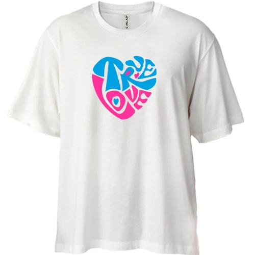 Футболка двонитка Oversize, Білий, True love серце
