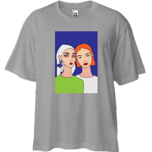 Футболка двонитка Oversize, Сірий, Blonde and redhead