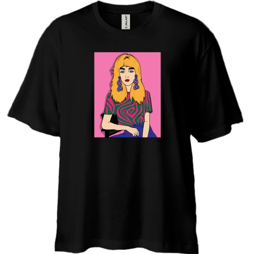 Футболка двунитка Oversize, Черный, Blonde in a strange t-shirt