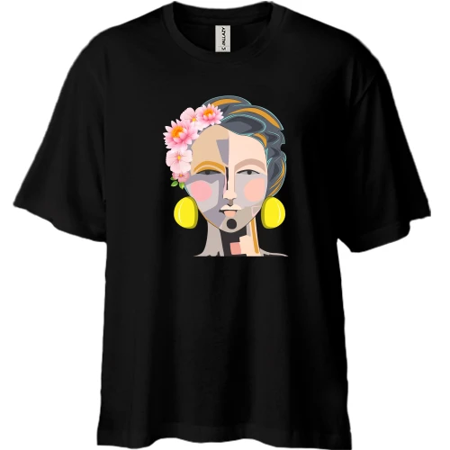 Футболка двонитка Oversize Woman with pop art portrait