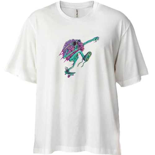 Футболка двунитка Oversize, Белый, Skate Brains