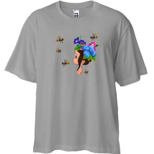 Футболка двонитка Oversize, Сірий, Baby with bees