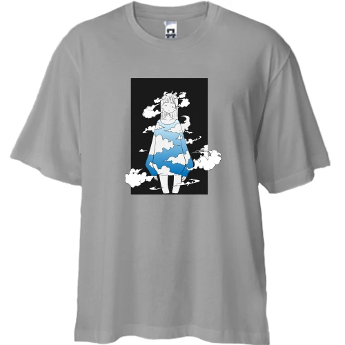 Футболка двунитка Oversize, Серый, Sky girl