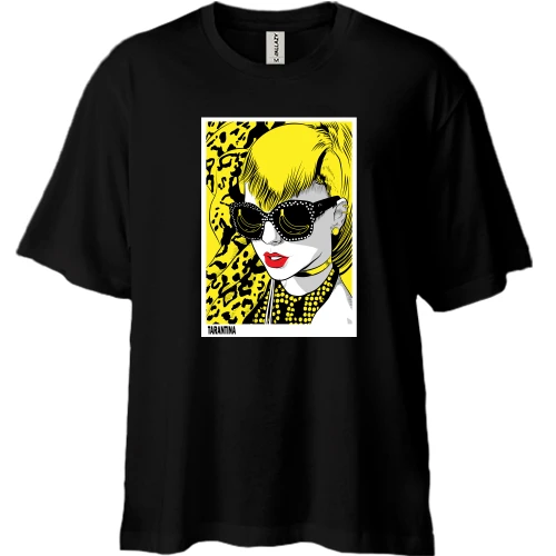 Футболка двонитка Oversize, Чорний, Tarantina yellow