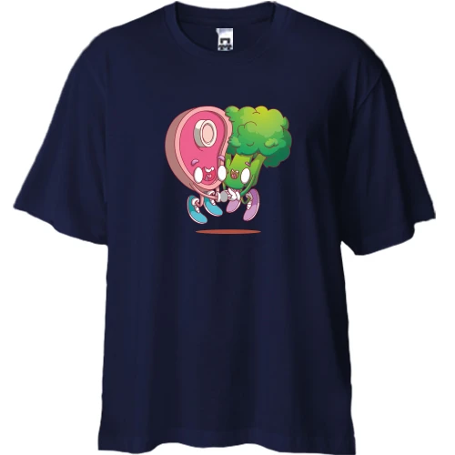 Футболка двунитка Oversize Vegetables and meat are friends