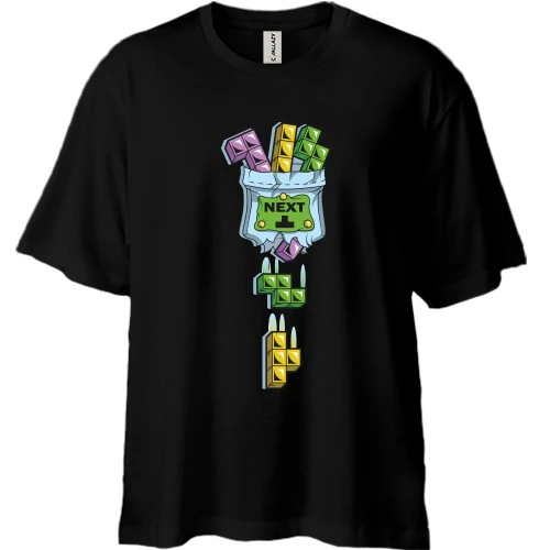 Футболка двунитка Oversize, Черный, Tetris