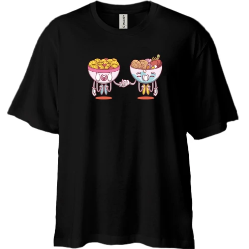 Футболка двонитка Oversize, Чорний, Friends Dishes