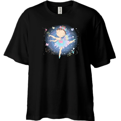 Футболка двунитка Oversize, Черный, Baby girl ballerina