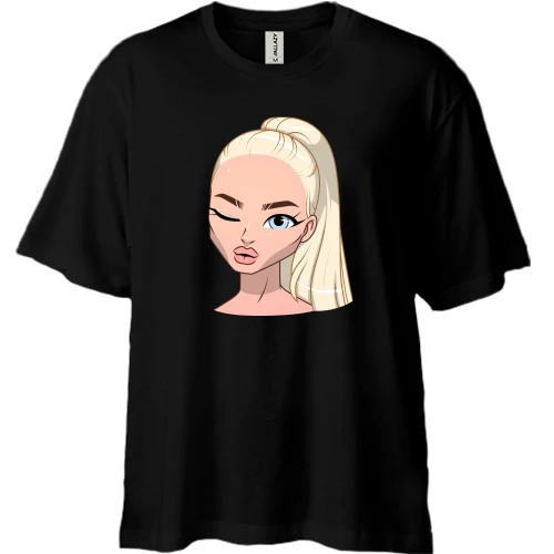 Футболка двонитка Oversize, Чорний, Art. Blonde wink