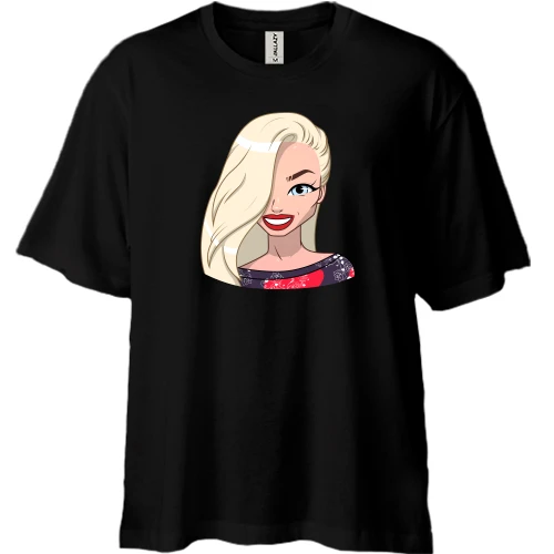 Футболка двонитка Oversize, Чорний, Art. Blonde smiling