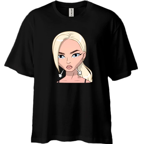 Футболка двонитка Oversize, Чорний, Art. Blonde angry