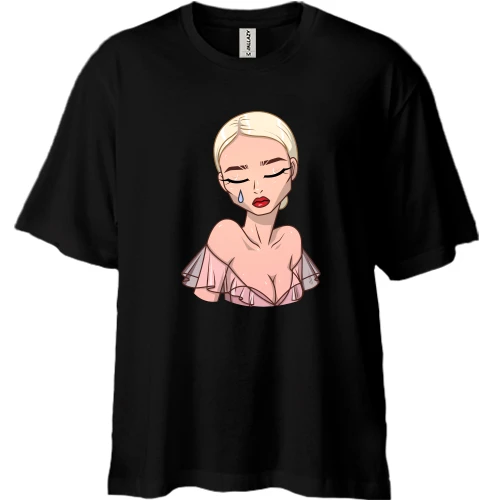 Футболка двунитка Oversize, Черный, Art. Blonde crying