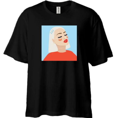 Футболка двунитка Oversize, Черный, Blonde portrait art