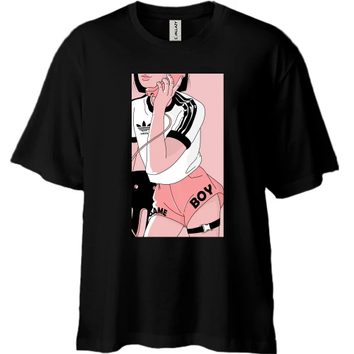 Футболка двонитка Oversize, Чорний, Girl in adidas