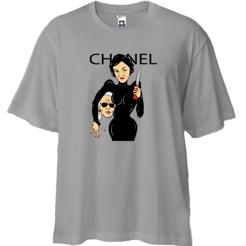 Футболка двунитка Oversize, Серый, Chanel woman with knife