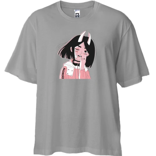 Футболка двунитка Oversize Girl with horns