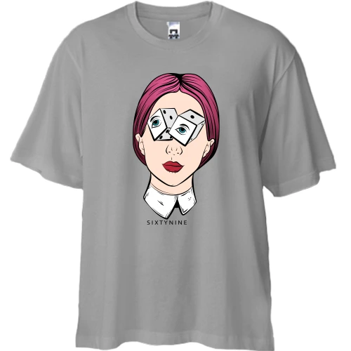Футболка двунитка Oversize, Серый, Dice instead of eyes