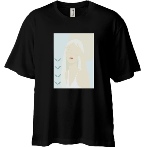 Футболка двунитка Oversize, Черный, Blonde art ..