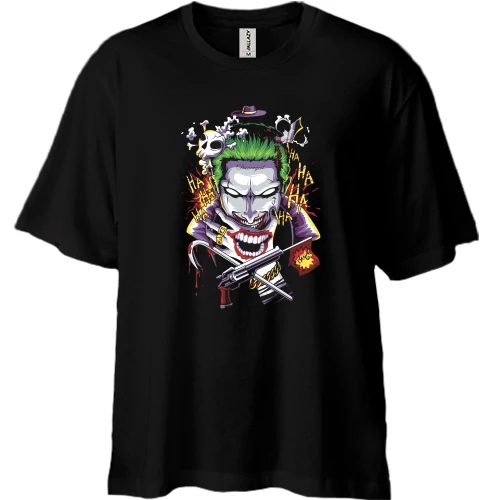 Футболка двунитка Oversize, Черный, Joker smile art
