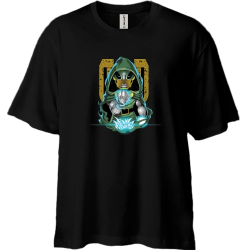 Футболка двонитка Oversize, Чорний, Doctor doom art