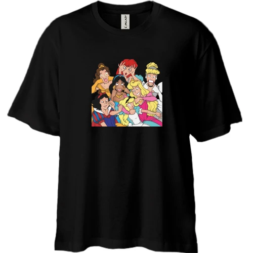 Футболка двунитка Oversize, Черный, Disney princess art