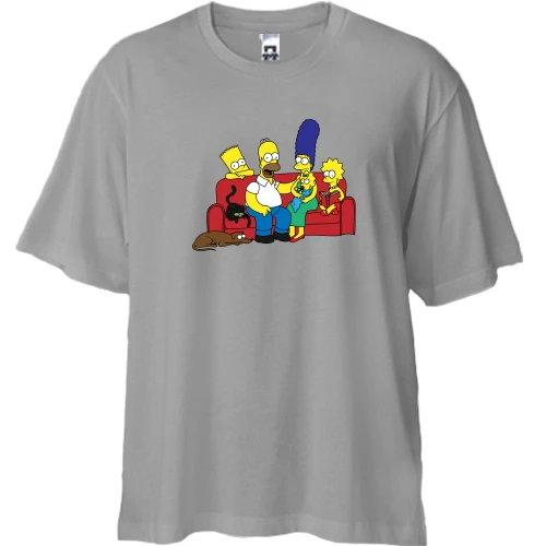Футболка двунитка Oversize, Серый, Simpsons family