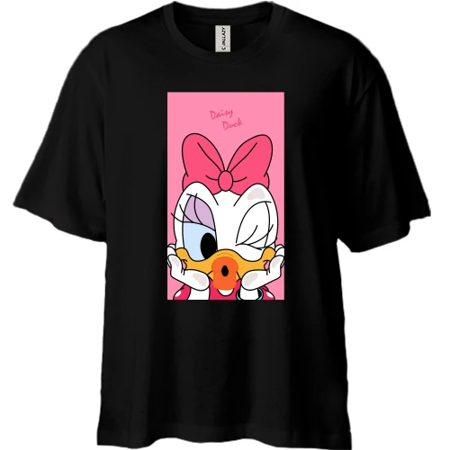 Футболка двунитка Oversize, Черный, Daisy duck baby