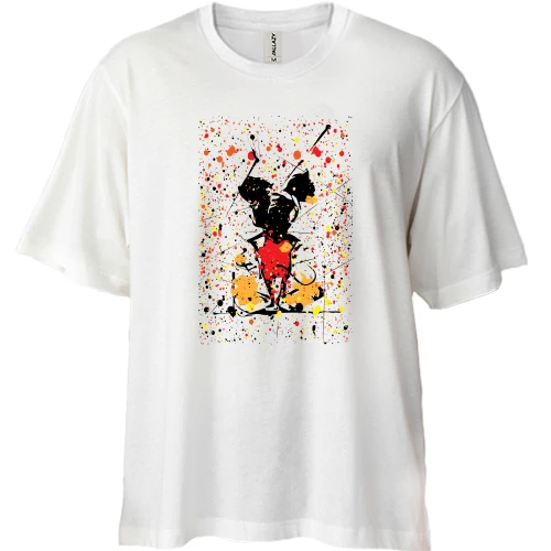 Футболка двонитка Oversize, Білий, Mickey mouse paint art