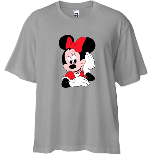 Футболка двонитка Oversize, Сірий, Minnie Mouse smiles.