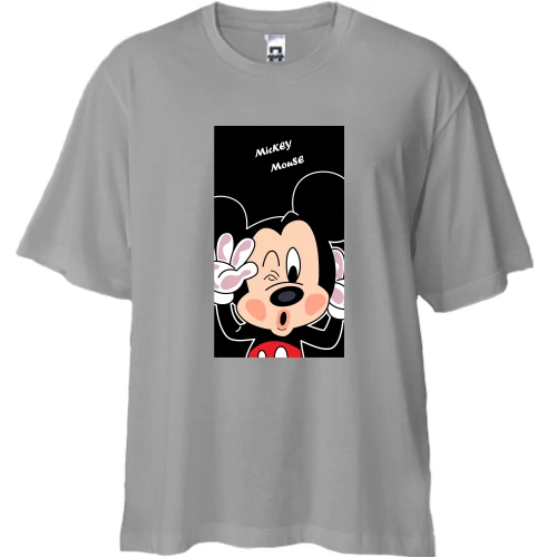 Футболка двунитка Oversize, Серый, Mickey mouse baby