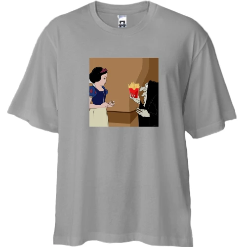 Футболка двунитка Oversize, Серый, Snow White and French fries