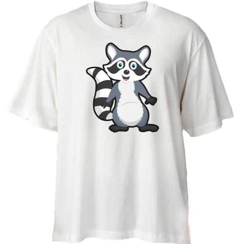 Футболка двонитка Oversize, Білий, з єнотиком (2)