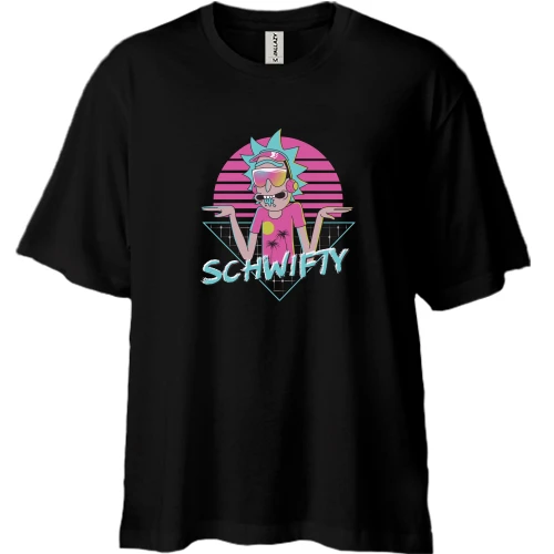 Футболка двунитка Oversize, Черный, Rick schwifty