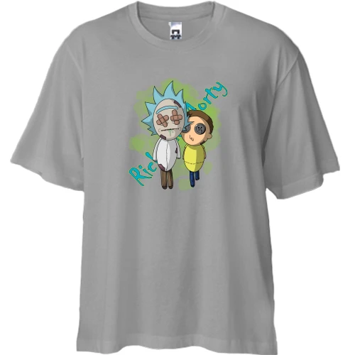 Футболка двунитка Oversize, Серый, Rick and Morty dolls