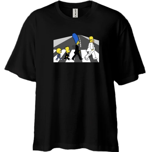 Футболка двонитка Oversize, Чорний, Simpsons black and white