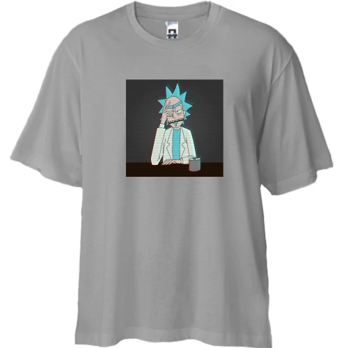 Футболка двунитка Oversize, Серый, Rick is tired