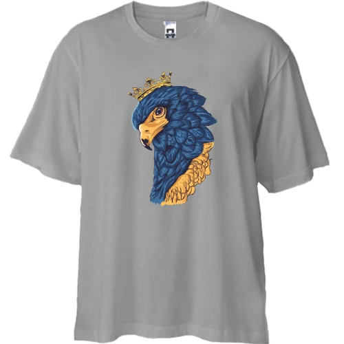 Футболка двунитка Oversize, Серый, Yellow-blue bird