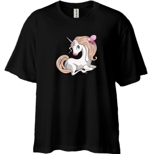 Футболка двунитка Oversize Baby unicorn with butterfly