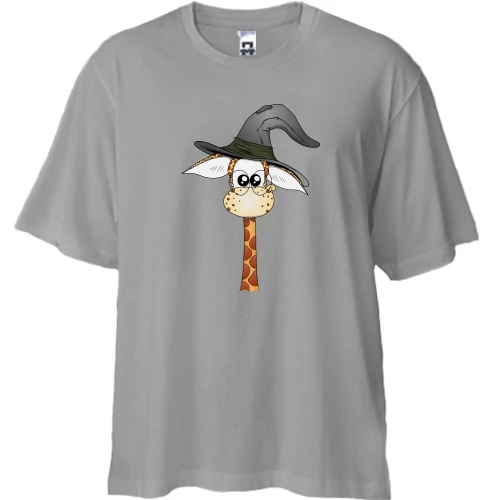 Футболка двунитка Oversize, Серый, Baby giraffe wizard