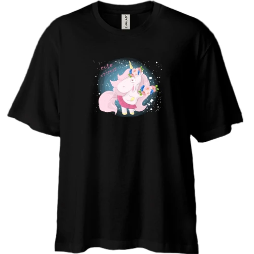 Футболка двонитка Oversize Baby unicorn in a skirt