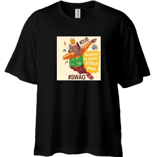 Футболка двонитка Oversize, Чорний, Bulldog #SWAG