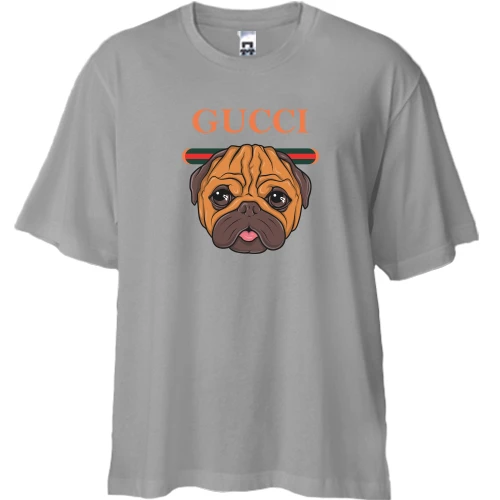 Футболка двунитка Oversize, Серый, Gucci dog