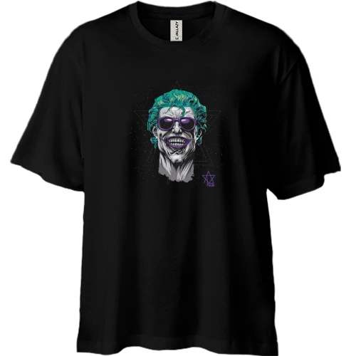 Футболка двонитка Oversize, Чорний, Joker in sunglasses