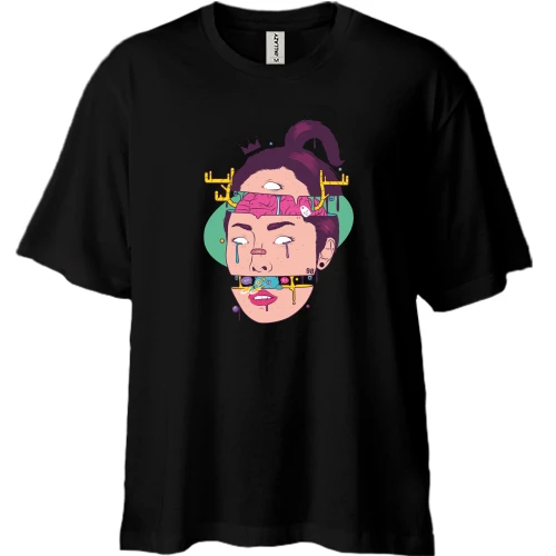 Футболка двунитка Oversize, Черный, Brain out art