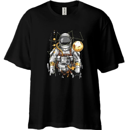 Футболка двунитка Oversize, Черный, Cosmonaut art