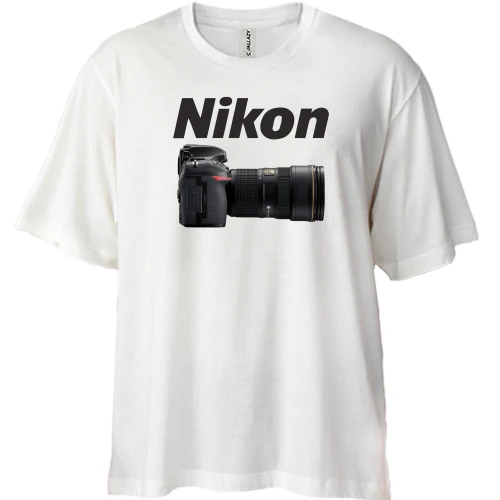 Футболка двонитка Oversize, Білий, Nikon Camera