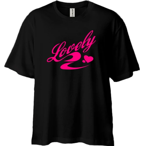 Футболка двунитка Oversize Lovely с сердцем и завитками