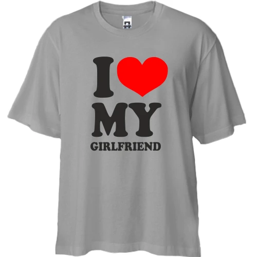 Футболка двунитка Oversize, Синий, My girlfrend