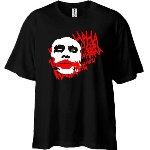 Футболка двонитка Oversize, Чорний, Joker smile Batman Ha ha ha